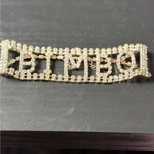 Rhinestone 'BIMBO’ Statement Necklace in Silver